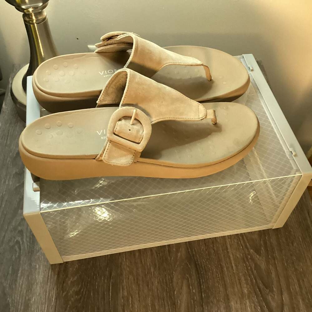Vionic Women's Activate RX Recovery Thong Sandals Suede Taupe